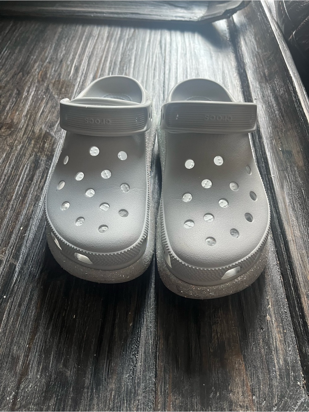 CROCS Kids Light Gray Classic Clog with Heel Strap